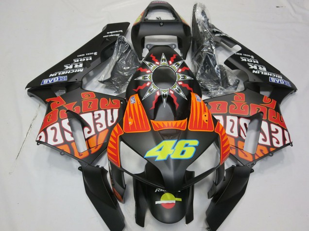 2003-2004 Honda CBR600RR Motorcycle Fairings - Matte Black Orange Yellow Rossi 46 Australia for Sale