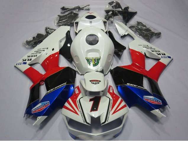 2013-2023 Honda CBR600RR Motorcycle Fairings - White Red Blue Black Number 1 Australia for Sale