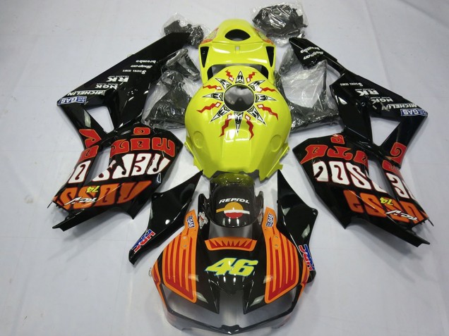 2013-2023 Honda CBR600RR Motorcycle Fairings - Yellow Orange Glossy Black Rossi 46 Australia for Sale