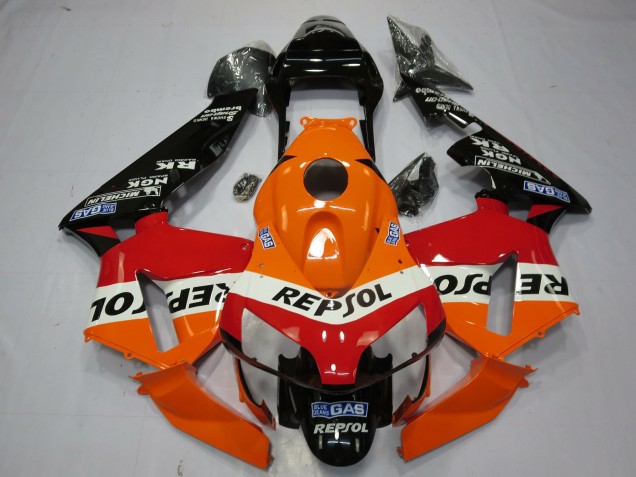 2003-2004 Honda CBR600RR Motorcycle Fairings - Orange White Red Glossy Black OEM Style Repsol Australia for Sale