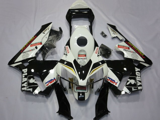 2003-2004 Honda CBR600RR Motorcycle Fairings - White Yellow Glossy Black HRC Playboy Australia for Sale