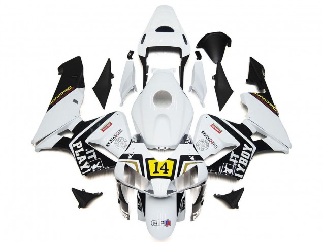 2003-2004 Honda CBR600RR Motorcycle Fairings - White Yellow Glossy Black Playboy 14 Australia for Sale