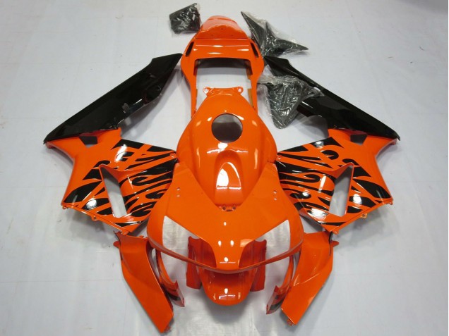 2003-2004 Honda CBR600RR Motorcycle Fairings - Orange Glossy Black Tribal Australia for Sale