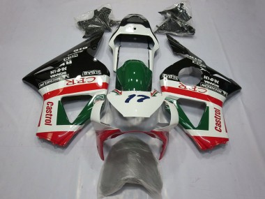 2002-2003 Honda CBR954RR Motorcycle Fairings - White Red Green Glossy Black CRR Castrol Australia for Sale