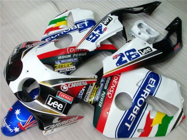 1990-1998 Honda CBR250RR Motorcycle Fairings - White Blue Red Yellow Green Carrera EuroBet Lee Australia for Sale