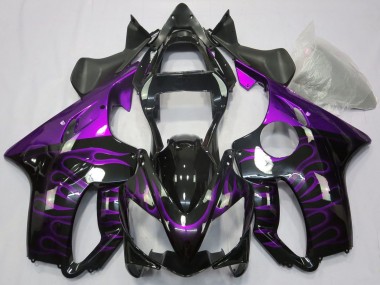 2001-2003 Honda CBR600 F4i Motorcycle Fairings - Glossy Black Purple Flame Australia for Sale