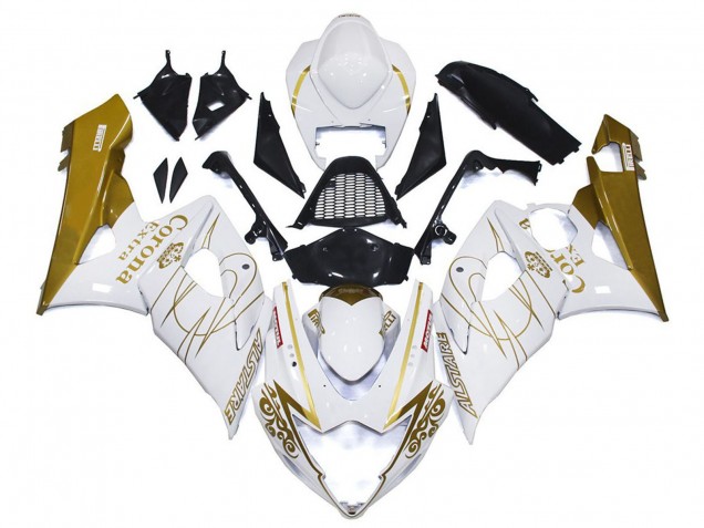 2005-2006 Suzuki GSXR 1000 Motorcycle Fairings - White Gold Corona Custom Australia for Sale