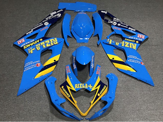 2005-2006 Suzuki GSXR 1000 Motorcycle Fairings - Blue Yellow Black Rizla Australia for Sale