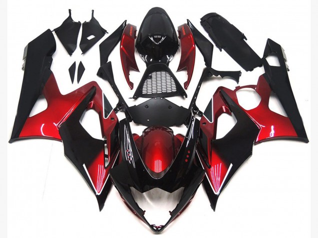 2005-2006 Suzuki GSXR 1000 Motorcycle Fairings - Candy Red Glossy Black Australia for Sale