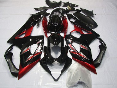 2005-2006 Suzuki GSXR 1000 Motorcycle Fairings - Glossy Black Red Flare Australia for Sale