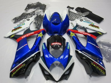 2007-2008 Suzuki GSXR 1000 Motorcycle Fairing - White Blue Red Black Rockstar Australia for Sale