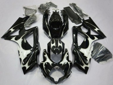 2008-2010 Suzuki GSXR 600 / GSXR 750 Motorcycle Fairings - Glossy Black White Australia for Sale