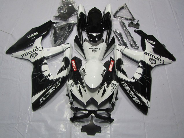 2008-2010 Suzuki GSXR 600 / GSXR 750 Motorcycle Fairing - White Black Alstare Corona Motul Australia for Sale