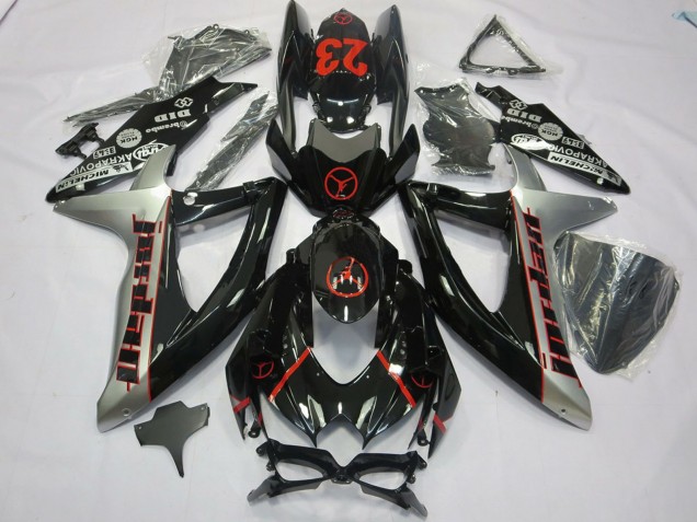2008-2010 Suzuki GSXR 600 / GSXR 750 Motorcycle Fairings - Glossy Black Silver Red Jordan 23 Australia for Sale