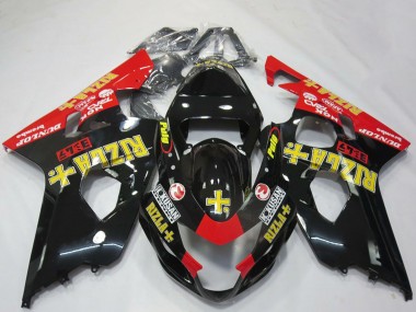 2004-2005 Suzuki GSXR 600 / GSXR 750 Motorcycle Fairings - Glossy Black Red Yellow Rizla Australia for Sale
