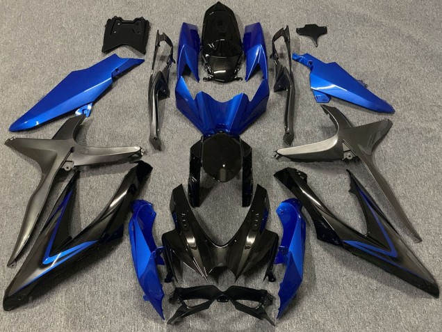 2008-2010 Suzuki GSXR 600 / GSXR 750 Motorcycle Fairings - Blue Grey Glossy Black Australia for Sale