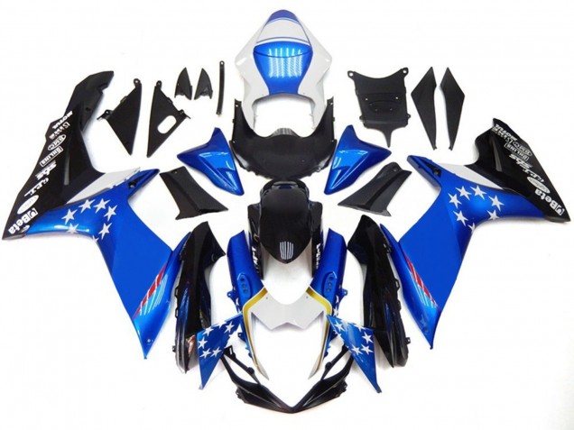 2011-2024 Suzuki GSXR 600 / GSXR 750 Motorcycle Fairings - Blue Style with Red Stars Australia for Sale