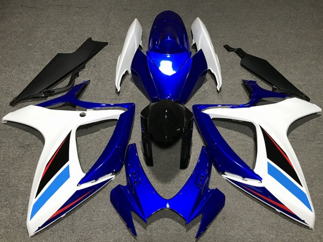 2006-2007 Suzuki GSXR 600 / GSXR 750 Motorcycle Fairing Kits - White Blue Glossy Black Australia for Sale