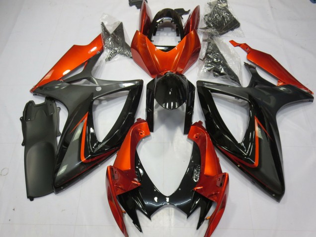 2006-2007 Suzuki GSXR 600 / GSXR 750 Motorcycle Fairings - Burnt Orange Grey Glossy Black Australia for Sale