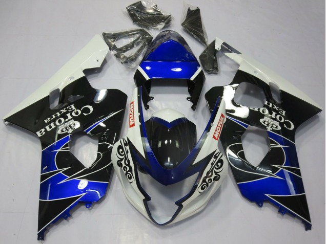 2004-2005 Suzuki GSXR 600 / GSXR 750 Motorcycle Fairings - White Blue Black Corona Motul Australia for Sale