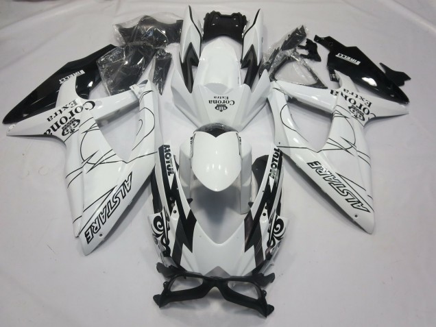 2008-2010 Suzuki GSXR 600 / GSXR 750 Motorcycle Fairings - White Black Alstare Corona Motul Australia for Sale