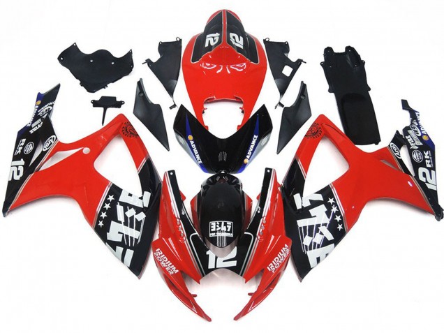 2006-2007 Suzuki GSXR 600 / GSXR 750 Motorcycle Fairings - Red Glossy Black White Australia for Sale