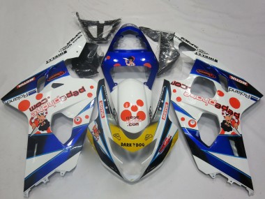 2004-2005 Suzuki GSXR 600 / GSXR 750 Motorcycle Fairings - White Blue Red Yellow Black Dark Dog Australia for Sale