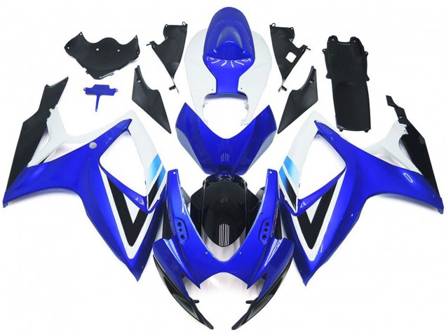 2006-2007 Suzuki GSXR 600 / GSXR 750 Motorcycle Fairing Kits - White Blue Glossy Black OEM Style Australia for Sale