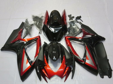 2006-2007 Suzuki GSXR 600 / GSXR 750 Motorcycle Fairings - Glossy Black Red Silver Australia for Sale