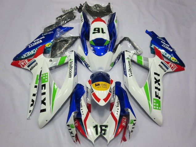 2008-2010 Suzuki GSXR 600 / GSXR 750 Motorcycle Fairings - White Blue Green Yellow Red Fixi 16 Australia for Sale