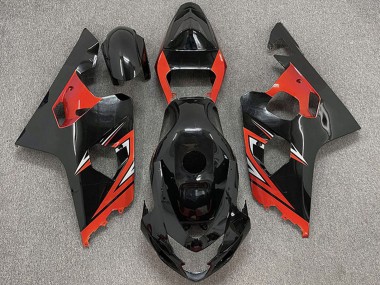 2004-2005 Suzuki GSXR 600 / GSXR 750 Motorcycle Fairings - Glossy Black Red Australia for Sale