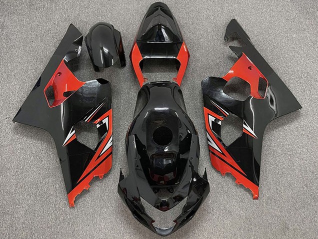 2004-2005 Suzuki GSXR 600 / GSXR 750 Motorcycle Fairings - Glossy Black Red Australia for Sale