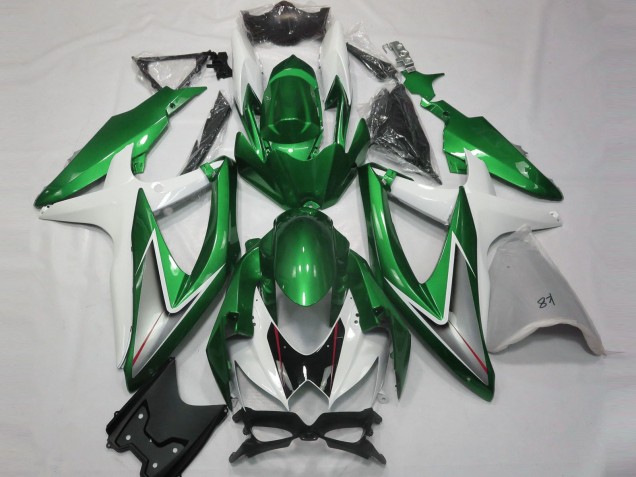 2008-2010 Suzuki GSXR 600 / GSXR 750 Motorcycle Fairings - White Green Silver Glossy Black Australia for Sale