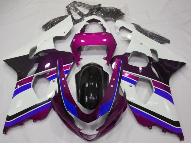 2004-2005 Suzuki GSXR 600 / GSXR 750 Motorcycle Fairings - White Pink Blue Glossy Black Australia for Sale