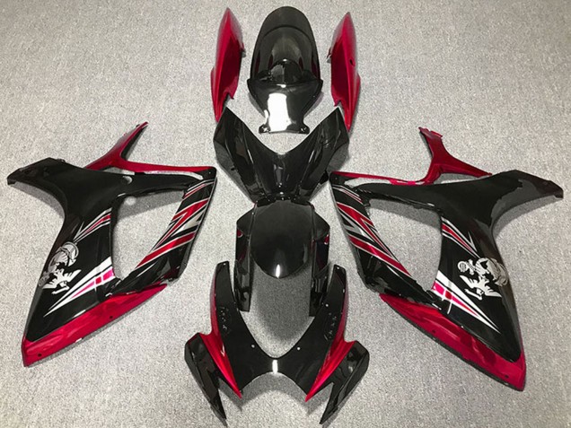 2006-2007 Suzuki GSXR 600 / GSXR 750 Motorcycle Fairing - Red Glossy Black Australia for Sale