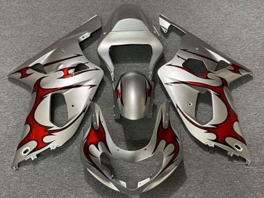 2001-2003 Suzuki GSXR 600 / GSXR 750 Motorcycle Fairings - Silver Red Australia for Sale
