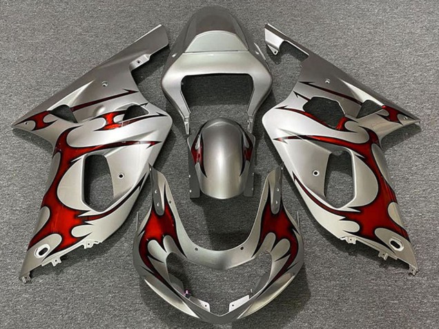 2001-2003 Suzuki GSXR 600 / GSXR 750 Motorcycle Fairings - Silver Red Australia for Sale
