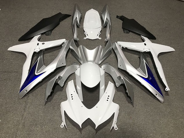 2008-2010 Suzuki GSXR 600 / GSXR 750 Motorcycle Fairings - White Silver Blue Matte Black Australia for Sale
