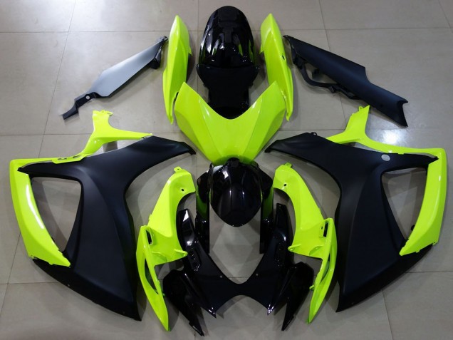 2006-2007 Suzuki GSXR 600 / GSXR 750 Motorcycle Fairings - Neon Yellow Glossy Black Matte Black Australia for Sale