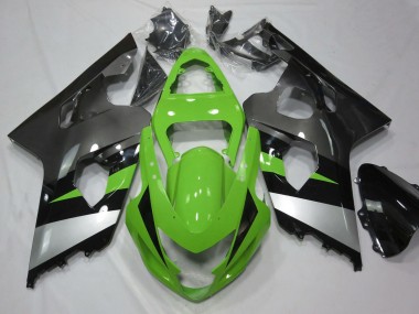 2004-2005 Suzuki GSXR 600 / GSXR 750 Motorcycle Fairing - Green Silver Glossy Black Australia for Sale