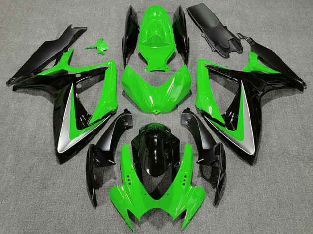2006-2007 Suzuki GSXR 600 / GSXR 750 Motorcycle Fairings - Green Silver Glossy Black OEM Style Australia for Sale