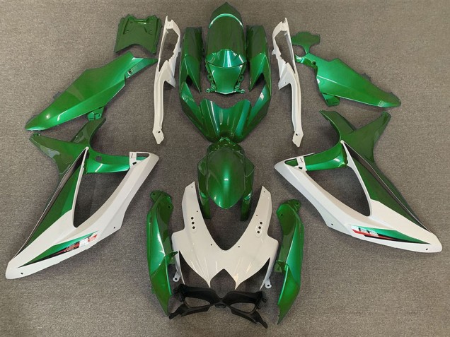2008-2010 Suzuki GSXR 600 / GSXR 750 Motorcycle Fairings - White Green OEM Style Australia for Sale