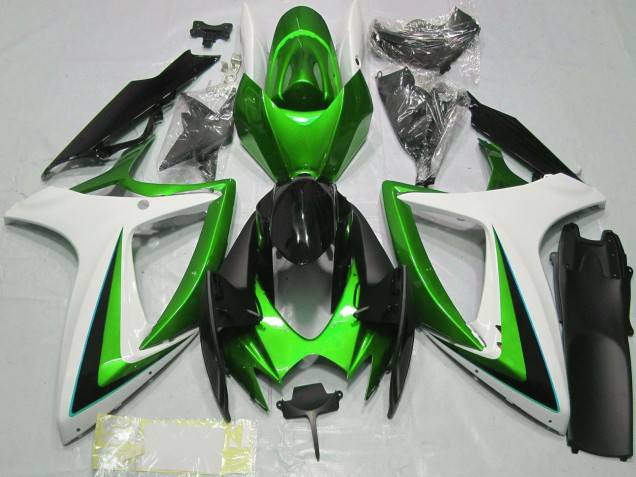 2006-2007 Suzuki GSXR 600 / GSXR 750 Motorcycle Fairings - Green White Glossy Black Australia for Sale