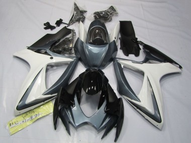 2006-2007 Suzuki GSXR 600 / GSXR 750 Motorcycle Fairings - White Grey Glossy Black Australia for Sale