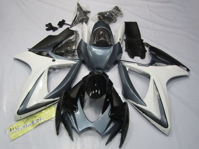 2006-2007 Suzuki GSXR 600 / GSXR 750 Motorcycle Fairings - White Grey Glossy Black Australia for Sale