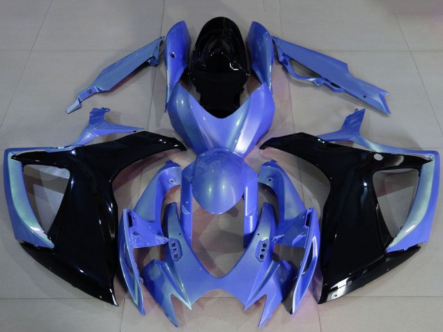 2006-2007 Suzuki GSXR 600 / GSXR 750 Motorcycle Fairings - Light Blue Glossy Black Australia for Sale