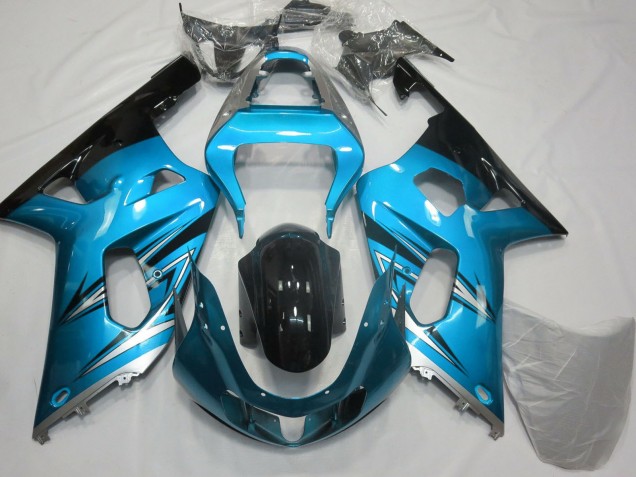 2001-2003 Suzuki GSXR 600 / GSXR 750 Motorcycle Fairings - Light Blue Silver Glossy Black Australia for Sale