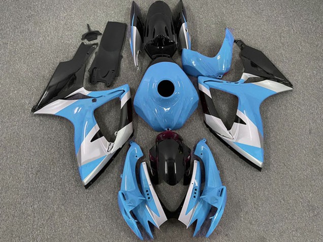 2006-2007 Suzuki GSXR 600 / GSXR 750 Motorcycle Fairings - Light Blue White Glossy Black Australia for Sale