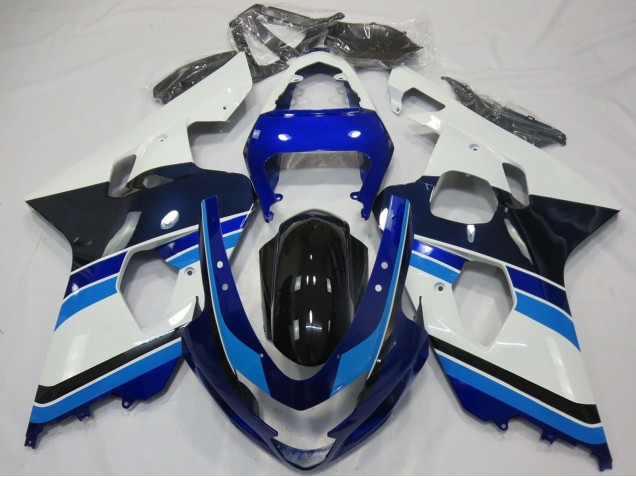2004-2005 Suzuki GSXR 600 / GSXR 750 Motorcycle Fairings - White Blue Glossy Black Australia for Sale