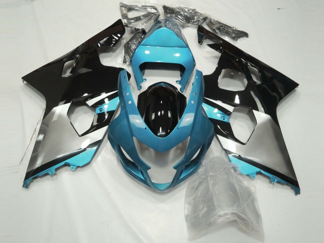 2004-2005 Suzuki GSXR 600 / GSXR 750 Motorcycle Fairings - Light Blue Silver Glossy Black Australia for Sale